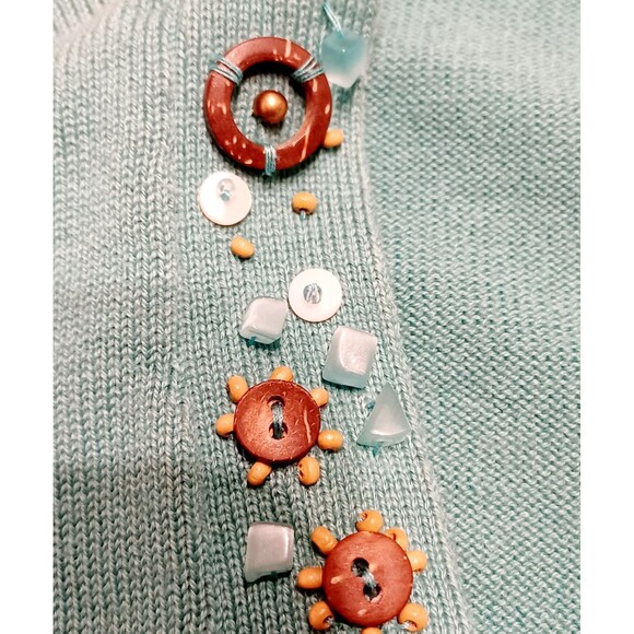 Alfred Dunner Teal Embellished  Cardigan With Attached Shell Women's Size 1X - Picture 3 of 8